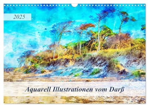 Aquarell Illustrationen vom Darß (Wandkalender 2025 DIN A3 quer), CALVENDO Monatskalender von CALVENDO