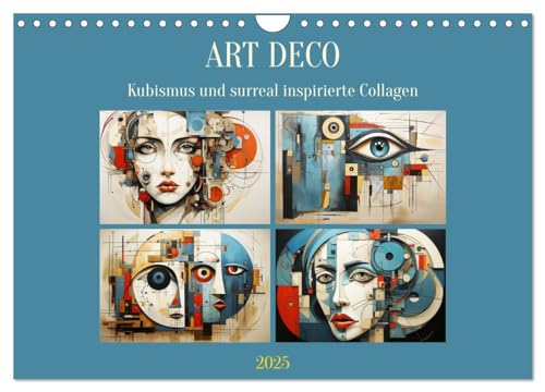 Art Deco. Kubismus und surreal inspirierte Collagen (Wandkalender 2025 DIN A4 quer), CALVENDO Monatskalender von CALVENDO
