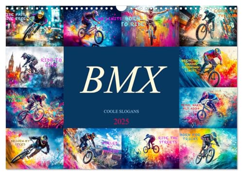 BMX - Coole Slogans (Wandkalender 2025 DIN A3 quer), CALVENDO Monatskalender von CALVENDO