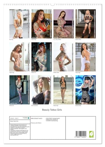 Beauty Tattoo Girls (hochwertiger Premium Wandkalender 2025 DIN A2 hoch), Kunstdruck in Hochglanz