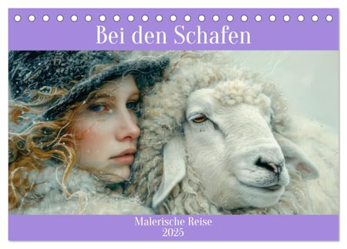Bei den Schafen - Malerische Reise (Tischkalender 2025 DIN A5 quer), CALVENDO Monatskalender von CALVENDO