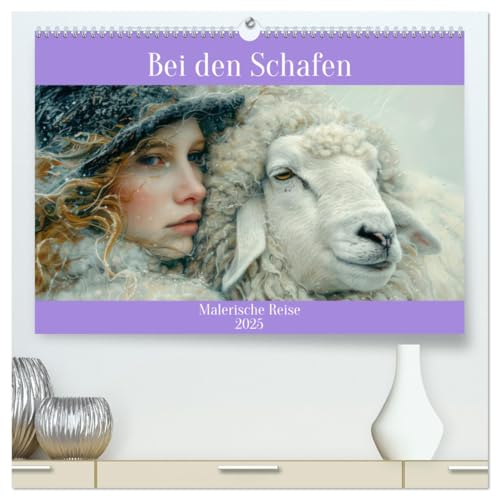 Bei den Schafen - Malerische Reise (hochwertiger Premium Wandkalender 2025 DIN A2 quer), Kunstdruck in Hochglanz von CALVENDO