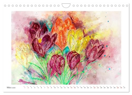 Blüten & Blumen Aquarelle - Farbenfrohe Schönheiten (Wandkalender 2025 DIN A4 quer), CALVENDO Monatskalender: Blumenaquarelle durch das ganze Jahr (CALVENDO Kunst) von Calvendo