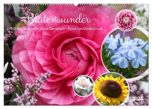 Blütenwunder - Mit Blumen durchs ganze Gartenjahr (Wandkalender 2025 DIN A2 quer), CALVENDO Monatskalender