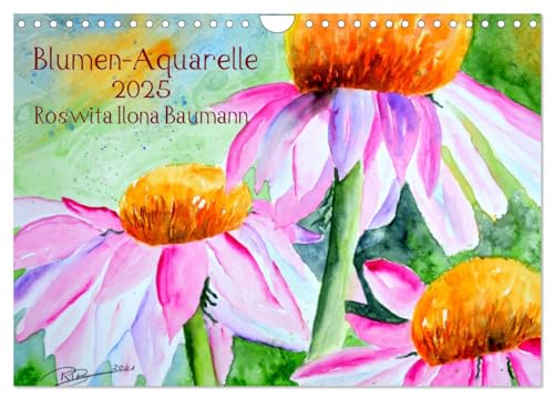 Blumen-Aquarelle (Wandkalender 2025 DIN A4 quer), CALVENDO Monatskalender von CALVENDO