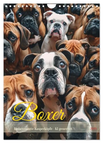 Boxer - Liebenswerte Kasperköpfe (Wandkalender 2025 DIN A4 hoch), CALVENDO Monatskalender von CALVENDO