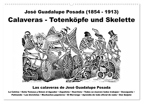 Calaveras - Totenköpfe und Skelette (Wandkalender 2025 DIN A2 quer), CALVENDO Monatskalender: Tag der Toten und Halloween (CALVENDO Kunst) von Calvendo