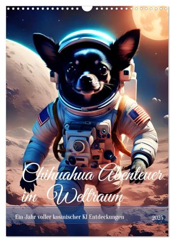 Chihuahua Abenteuer im Weltraum (Wandkalender 2025 DIN A3 hoch), CALVENDO Monatskalender von CALVENDO