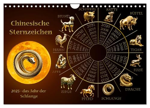 Chinesische Sternzeichen (Wandkalender 2025 DIN A4 quer), CALVENDO Monatskalender von CALVENDO