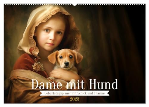 Dame mit Hund (Wandkalender 2025 DIN A2 quer), CALVENDO Monatskalender von CALVENDO