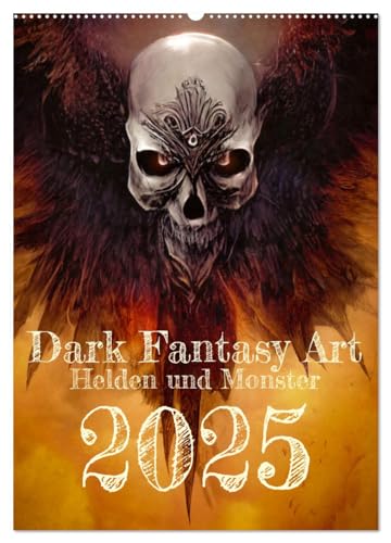 Dark Fantasy Art - Helden und Monster (Wandkalender 2025 DIN A2 hoch), CALVENDO Monatskalender: Monster und Helden portraitiert in zwölf Monaten (CALVENDO Kunst) von Calvendo