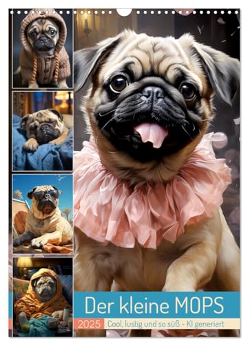 Der kleine Mops (Wandkalender 2025 DIN A3 hoch), CALVENDO Monatskalender von CALVENDO