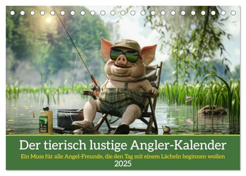 Der tierisch lustige Angler-Kalender (Tischkalender 2025 DIN A5 quer), CALVENDO Monatskalender von CALVENDO