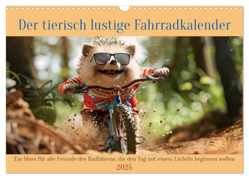 Der tierisch lustige Fahrradkalender (Wandkalender 2025 DIN A3 quer), CALVENDO Monatskalender von CALVENDO