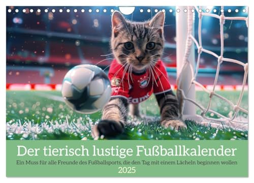 Der tierisch lustige Fußballkalender (Wandkalender 2025 DIN A4 quer), CALVENDO Monatskalender von CALVENDO
