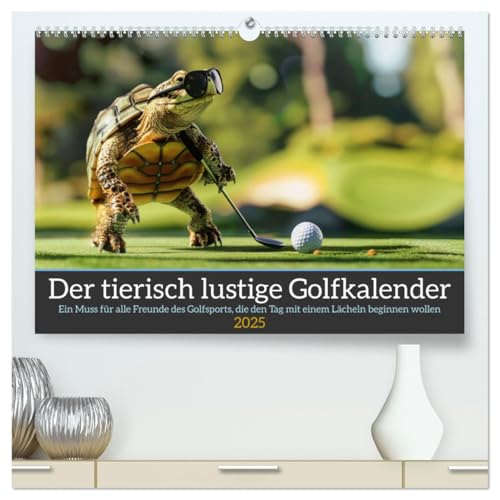 Der tierisch lustige Golfkalender (hochwertiger Premium Wandkalender 2025 DIN A2 quer), Kunstdruck in Hochglanz von CALVENDO