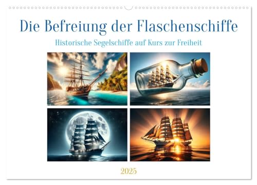 Die Befreiung der Flaschenschiffe - Historische Segelschiffe (Wandkalender 2025 DIN A2 quer), CALVENDO Monatskalender von CALVENDO