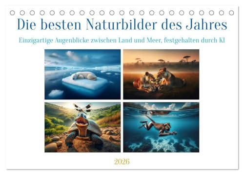 Die besten Naturbilder des Jahres - Einzigartige Augenblicke (Tischkalender 2026 DIN A5 quer), CALVENDO Monatskalender: Erleben Sie die Magie der Natur, eingefangen durch KI. (CALVENDO Tiere) von Calvendo