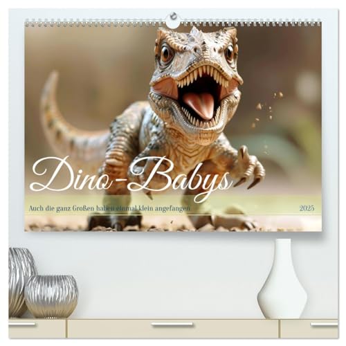 Dino-Babys (hochwertiger Premium Wandkalender 2025 DIN A2 quer), Kunstdruck in Hochglanz von CALVENDO