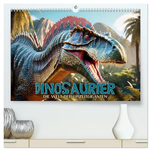 Dinosaurier - die Welt der Urzeitgiganten (hochwertiger Premium Wandkalender 2025 DIN A2 quer), Kunstdruck in Hochglanz von CALVENDO
