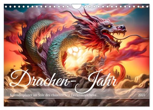 Drachen-Jahr - Kalenderplaner im Stile des chinesischen Tierkreiszeichens (Wandkalender 2025 DIN A4 quer), CALVENDO Monatskalender von CALVENDO