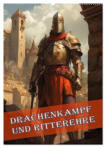 Drachenkampf und Ritterehre (Wandkalender 2025 DIN A2 hoch), CALVENDO Monatskalender von CALVENDO