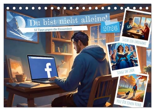 Du bist nicht alleine! (Tischkalender 2026 DIN A5 quer), CALVENDO Monatskalender: Mit Entschlossenheit gegen die Einsamkeit (CALVENDO Menschen) von Calvendo