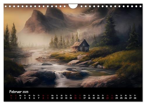 Ein Traum von Einsamkeit (Wandkalender 2025 DIN A4 quer), CALVENDO Monatskalender: Fantasy - Landschaften zum Träumen! (CALVENDO Kunst) von Calvendo