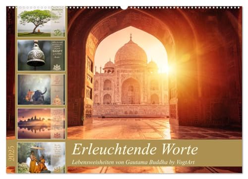 Erleuchtende Worte, Lebensweisheiten von Gautama Buddha by VogtArt (Wandkalender 2025 DIN A2 quer), CALVENDO Monatskalender von CALVENDO