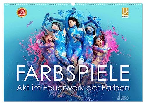 FARBSPIELE - Akt im Feuerwerk der Farben (Wandkalender 2025 DIN A2 quer), CALVENDO Monatskalender von CALVENDO