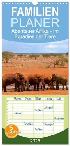 Familienplaner 2025 - Abenteuer Afrika - Im Paradies der Tiere mit 5 Spalten (Wandkalender, 21 cm x 45 cm), CALVENDO von CALVENDO