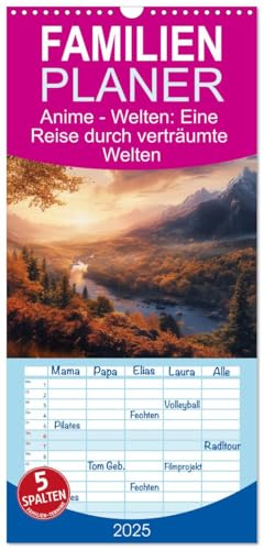 Familienplaner 2025 - Anime - Welten: Eine Reise durch verträumte Welten mit 5 Spalten (Wandkalender, 21 cm x 45 cm), CALVENDO von CALVENDO