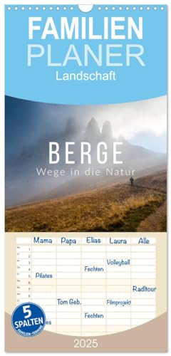 Familienplaner 2025 - Berge. Wege in die Natur mit 5 Spalten (Wandkalender, 21 cm x 45 cm), CALVENDO