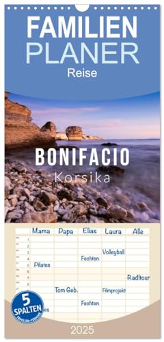Familienplaner 2025 - Bonifacio. Korsika mit 5 Spalten (Wandkalender, 21 cm x 45 cm), CALVENDO von CALVENDO