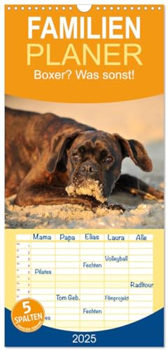 Familienplaner 2025 - Boxer? Was sonst! mit 5 Spalten (Wandkalender, 21 cm x 45 cm), CALVENDO von CALVENDO
