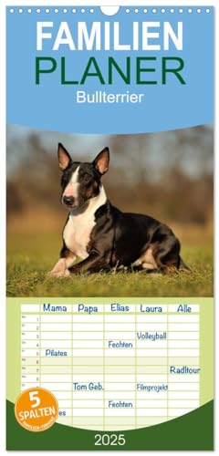 Familienplaner 2025 - Bullterrier 2025 - Kleine Clowns mit großem Herz mit 5 Spalten (Wandkalender, 21 cm x 45 cm), CALVENDO von CALVENDO
