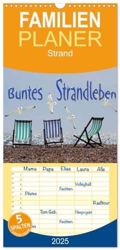 Familienplaner 2025 - Buntes Strandleben mit 5 Spalten (Wandkalender, 21 cm x 45 cm), CALVENDO von CALVENDO