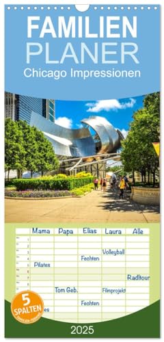 Familienplaner 2025 - Chicago Impressionen mit 5 Spalten (Wandkalender, 21 cm x 45 cm), CALVENDO von CALVENDO