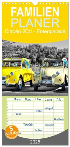 Familienplaner 2025 - Citroën 2CV - Entenparade mit 5 Spalten (Wandkalender, 21 cm x 45 cm), CALVENDO