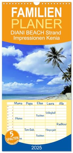 Familienplaner 2025 - DIANI BEACH Strand Impressionen Kenia mit 5 Spalten (Wandkalender, 21 cm x 45 cm), CALVENDO von CALVENDO