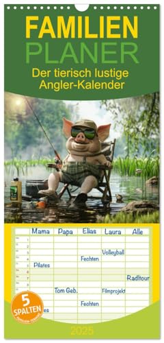 Familienplaner 2025 - Der tierisch lustige Angler-Kalender mit 5 Spalten (Wandkalender, 21 cm x 45 cm), CALVENDO von CALVENDO