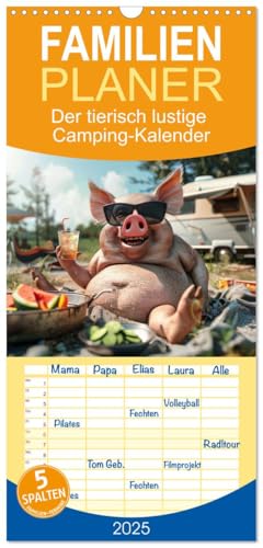 Familienplaner 2025 - Der tierisch lustige Camping-Kalender mit 5 Spalten (Wandkalender, 21 cm x 45 cm), CALVENDO von CALVENDO