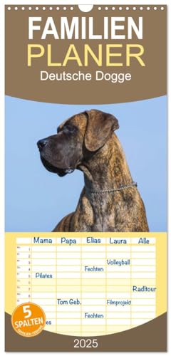 Familienplaner 2025 - Deutsche Dogge mit 5 Spalten (Wandkalender, 21 cm x 45 cm), CALVENDO von CALVENDO