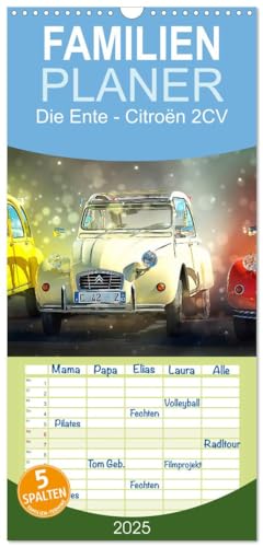Familienplaner 2025 - Die Ente - Citroën 2CV mit 5 Spalten (Wandkalender, 21 cm x 45 cm), CALVENDO von CALVENDO