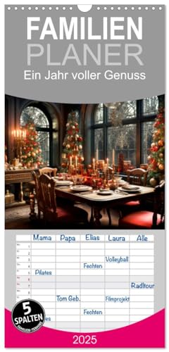 Familienplaner 2025 - Ein Jahr voller Genuss mit 5 Spalten (Wandkalender, 21 cm x 45 cm), CALVENDO von CALVENDO