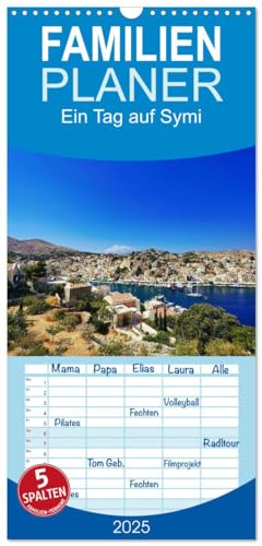 Familienplaner 2025 - Ein Tag auf Symi mit 5 Spalten (Wandkalender, 21 cm x 45 cm), CALVENDO von CALVENDO