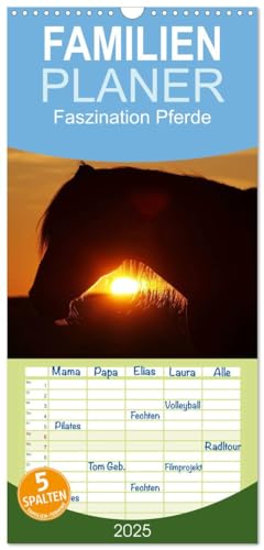 Familienplaner 2025 - Faszination Pferde mit 5 Spalten (Wandkalender, 21 cm x 45 cm), CALVENDO von CALVENDO