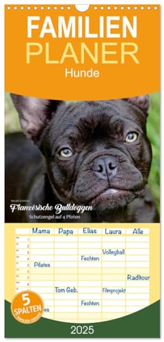 Familienplaner 2025 - Französische Bulldoggen - Schutzengel auf 4 Pfoten mit 5 Spalten (Wandkalender, 21 cm x 45 cm), CALVENDO von CALVENDO