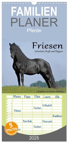 Familienplaner 2025 - Friesen - Schönheit, Kraft und Eleganz mit 5 Spalten (Wandkalender, 21 cm x 45 cm), CALVENDO von CALVENDO