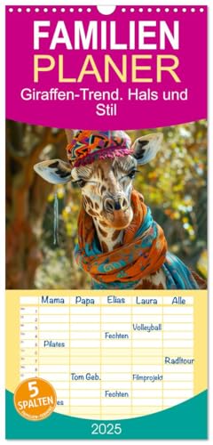 Familienplaner 2025 - Giraffen-Trend. Hals und Stil mit 5 Spalten (Wandkalender, 21 cm x 45 cm), CALVENDO